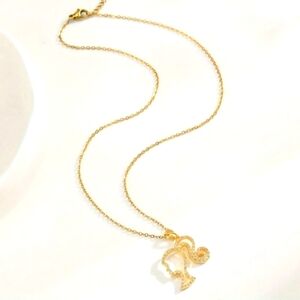 NEW Barbie Rhinestone Crystal Pendant Necklace Gold NWT